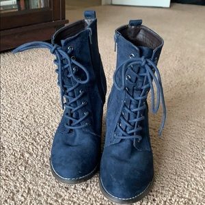 Navy Blue high heel boots